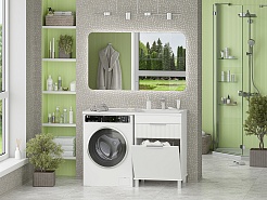 Brevita Мебель для ванной Enfida 120 R Гавана под стиральную машину с б/к белая – фотография-2